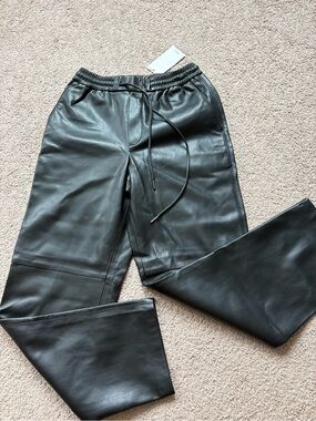Black Leather Straight Pants